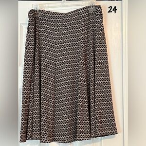 Grace Elements large, brown, and beige full midi skirt